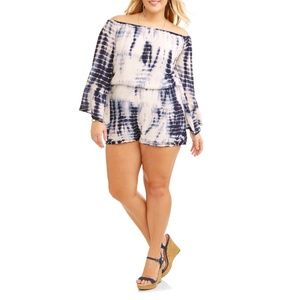 Blue and white romper